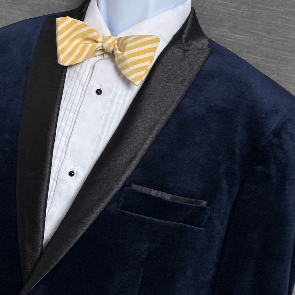 INC Tuxedo Jacket Medium 40R Slim Fit Blue Velvet Satin Formal Evening Wedding